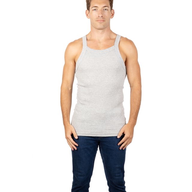 3 Packs AC Basics Débardeurs en Coton Style G-unit pour Hommes Coupe Carrée A-Shirts Côtelés