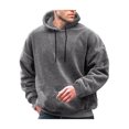thumbnail image 1 of FOCUSNORM Men Plush Loose Hoodies Solid Color Drawstring Hooded Sweatshirts Long Sleeve Tops Fall Winter Casual Pullovers, 1 of 7