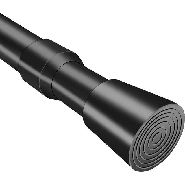 QILERR Tension Curtain Rod 41-75 inch Adjustable Extension Shower Curtain Rod No Drilling Heavy Duty Spring Loaded Tension Rods for Windows, Bathroom, Curtain, Room Divider, Diameter 1inch, Black
