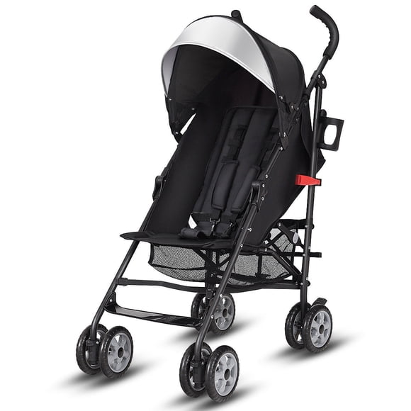 Costway Poussette Parapluie de Voyage Pliable Légère pour Bébé et Tout-Petit avec Panier de Rangement Noire