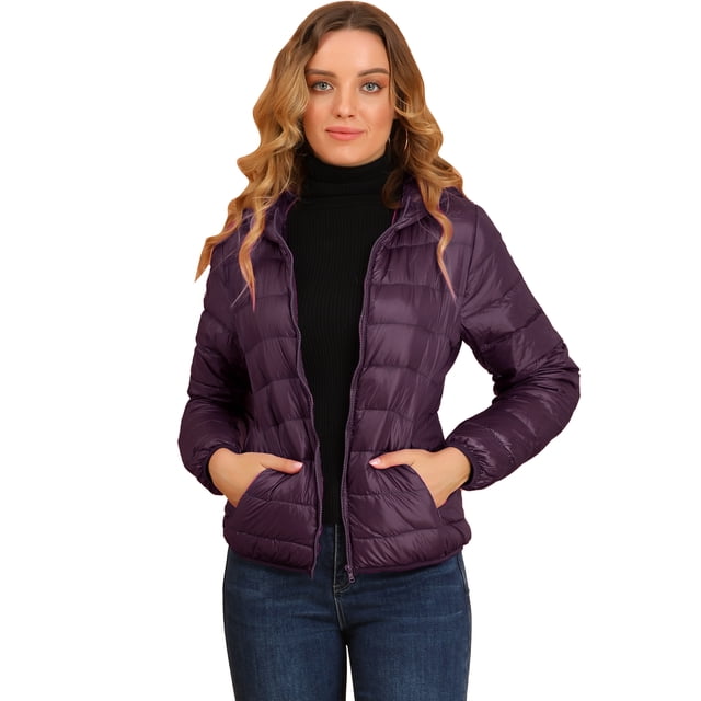 INSPIRE CHIC Women's Hooded Packable Thickened Zip Down Short Puffer Coat