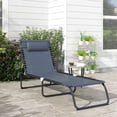 thumbnail image 2 of Outsunny Chaise Longue Pliante d'Extérieur avec Appuie-Tête - Ensemble de 1, Gris, 2 of 10