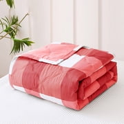 Blue Checkered Weighted Blanket for Adults, Cooling Heavy Blanket Soft Thick Big Blankets for All-Season Sleeping Comfort Breathable, 55.12x39.37"