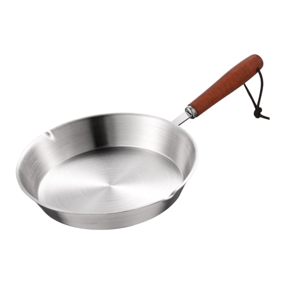 Cooking Utensils Mini Fry Pan With Stainless Steel Construction and Wooden Handle for Induction - Nonstick Egg Pan Skillet for Everyday Kitchen Use