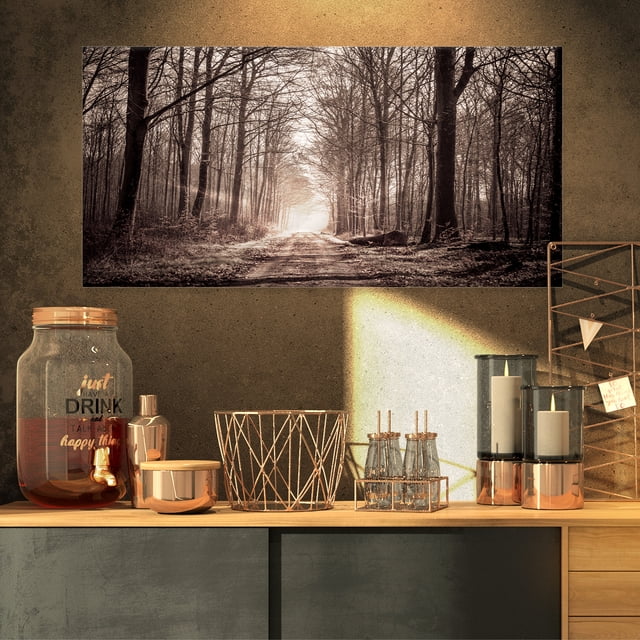 Forest Trail in Sepia - Landscape Photography Canvas Art Print