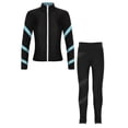 thumbnail image 4 of Yeahdor Kids Girls 2 Piece Figure Skating Training Suit Long Sleeve Zipper Jacket And Rhinestone Leggings Set Light Blue 8, 4 of 7