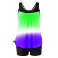 thumbnail image 4 of UPPADA 2 Piece Full Coverage Swimsuits for Women Floral Athleti Crewneck Bathing Suits High Waisted Tummy Control Modest Swimwear Comfy Tankini Top with Shorts Purple,Xl, 4 of 5