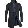 thumbnail image 1 of Men's Trench Coat Long Wool Blend Overcoat Slim Fit Down Topcoat, 1 of 1