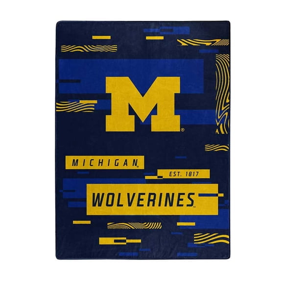NORTHWEST ENTERPRISES NCAA Digitize Design Plush Raschel Thow Blanket 60""x80"" (Michigan Wolverines)