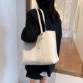 thumbnail image 4 of Grand Sac Fourre-Tout Réversible pour Femmes Rétro à Franges en Cuir, Sacs à Bandoulière, Sacs à Main Mode pour Dames, Sac Cartable (Blanc), 4 of 7