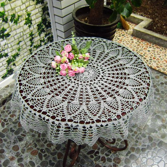 MesaSe Tablecloth Cotton Hand Crochet Hollow Out Tablecloth Wedding Dining Table Cloth Cover