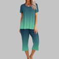 thumbnail image 1 of Offre à Durée Limitée Iumwxz Tenues de Pyjama Décontractées et Fluides Tenues d'Été Mignonnes pour Femmes Imprimé Dégradé Col Rond Manches Courtes Taille Élastique Pantalon Court Tenues pour Femmes Cadeaux de Vacances, 1 of 9