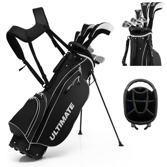 Costway Ensemble Complet de Clubs de Golf pour Hommes 10 Pcs Comprend un Conducteur en Alliage Noir