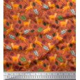 thumbnail image 1 of Soimoi Velvet Fabric Leaves & Reindeer Animal Decor Fabric Printed Yard 58 Inch Wide, 1 of 3