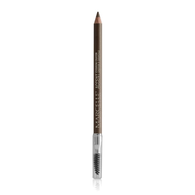 Marcelle Accent Craie de Cire à Sourcils Brun Mat avec Pointe Aiguisée et Capuchon Transparent Couvrant une Brosse spoolie Noire, un Craie de Cire à Sourcils 2-en-1 Conçu pour le Modelage Précis et le Soin des Sourcils.