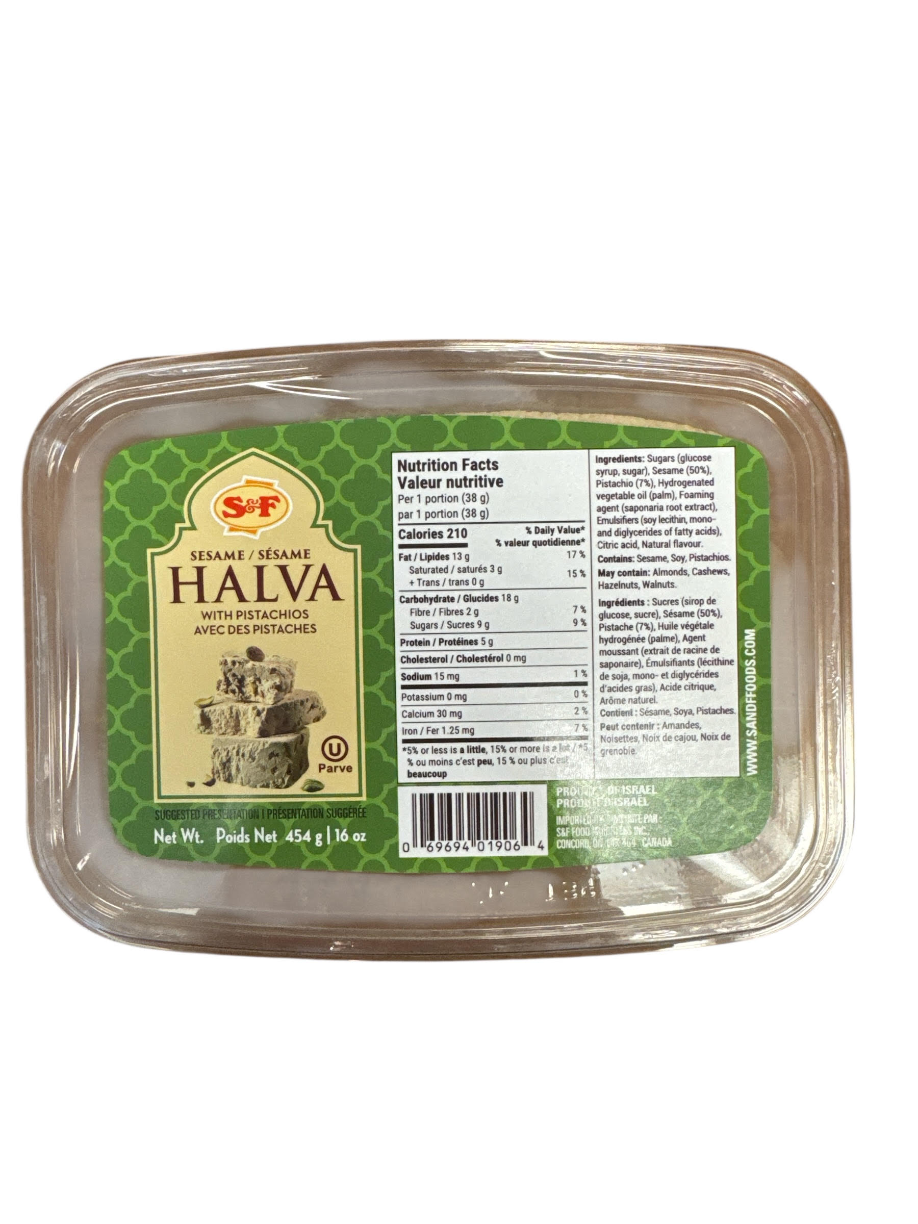 S&F HALVA -Pistache,Plastique 12/454GR