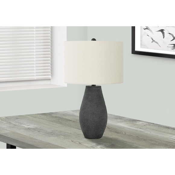 Monarch Specialties Luminaire, 24"h, Lampe De Table, Résine Noire, Teinte Ivoire / Crème, Contemporain