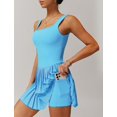 thumbnail image 2 of PISONIC Robe de Tennis et de Golf pour Femmes avec Soutien-Gorge Intégré, Short, Dos Nu, Encolure Carrée, Ourlet Plissé, Robes Athlétiques avec Poches, 2 of 9