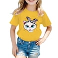 thumbnail image 1 of PMVFHDE T-Shirts d'Été Décontractés pour Filles, T-Shirt Mignon à Motif pour Fille, Col Rond, Manches Courtes, T-Shirt d'Été Décontracté Jaune, 11-12 Ans, 1 of 5