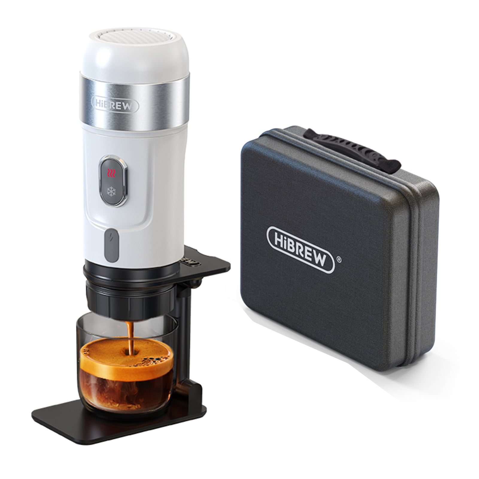 Camping HiBREW Portable Coffee Machine for Car and Home 3 in 1 Electric Coffee Maker Work With DG/ Capsule and Ground Coffee 15Bar Mini Cold Brew and Heating Coffee Maker with