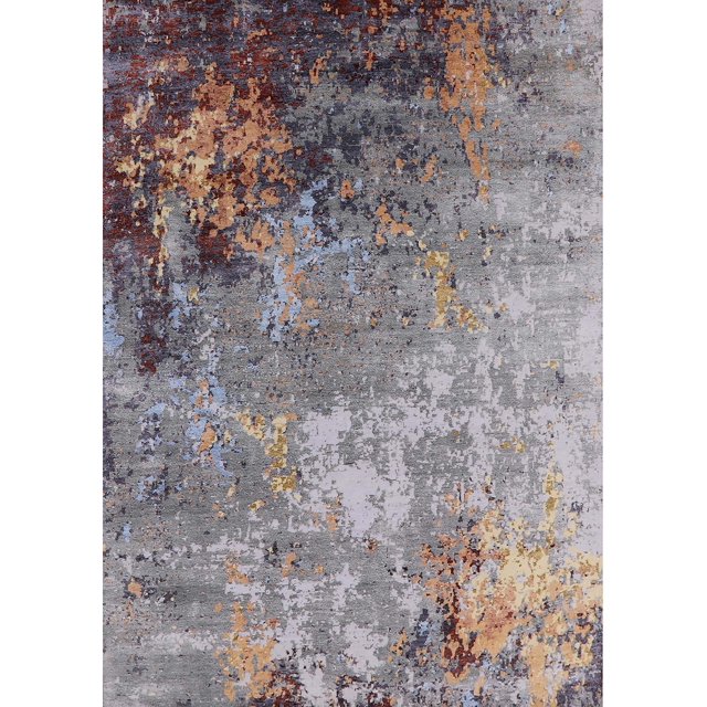Ahgly Company Indoor Rectangle Mid-Century Modern Puce Purple Oriental Area Rugs, 8' x 12'