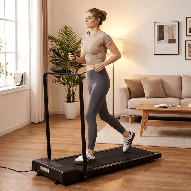Naipo Treadmill Foldable 2-in-1 Under Desk Walking Pad with 0.5-6MPH Speed Range Compact Electric Running Remote Control for Home Fitness