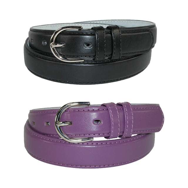 CTM® Ceinture Habillée en Cuir 1 1/8 Pouce (Lot de 2 Couleurs) (pour Femmes)
