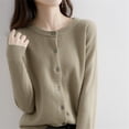 thumbnail image 2 of Hontri Cardigans pour Femmes Légers Offres à Moins de 15 $, Cardigan Basique pour Femmes à Col Rond, Manches Longues, Boutonné, Beige TTG, 2 of 6