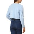 thumbnail image 3 of INSPIRE CHIC Boléro Ouvert pour Femme, Ourlet Arrondi, Cardigan Court, Bleu Pâle, TP, 3 of 5