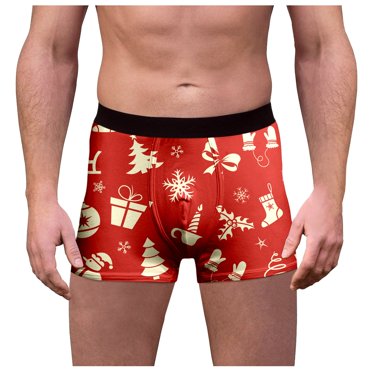 FhsagQ Underwear Mens Underwear Boxers Loose Fit Comfortsoft Men's Christmas Print Breathable Underwear Men's Underwear Boxers Briefs Black Watermelon Red L