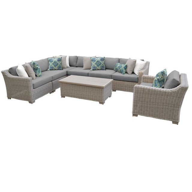 Coast 8 Piece Outdoor Wicker Patio Furniture Set in Grey