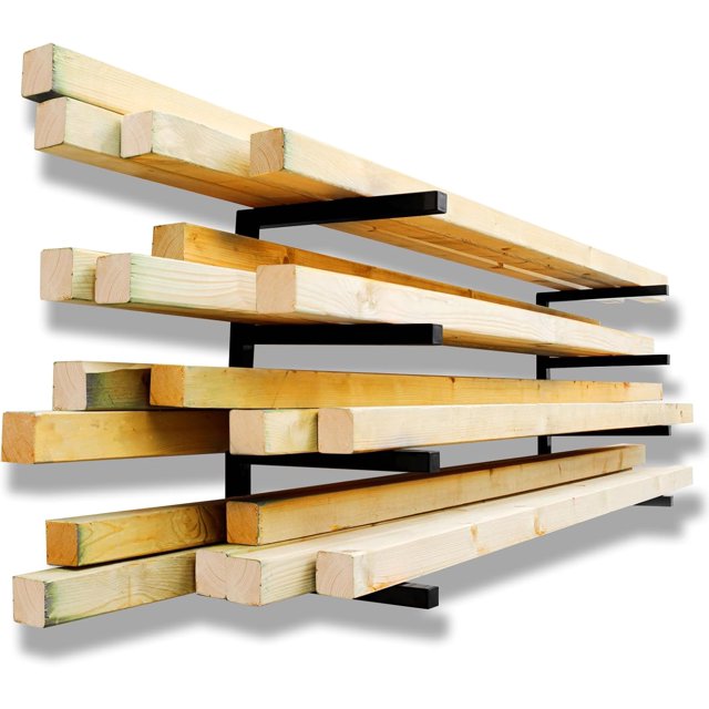 Wood Organizer and Lumber Storage Rack Wall Mount Heavy Duty Metal Shelf with Level Max lbs Indoor & Outdoor Use Orange