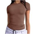 thumbnail image 1 of Yuyuzo Hauts de Sortie pour Femmes T-Shirts à Manches Courtes Col Ras du Cou Extensibles Ajustés T-Shirts Basiques Haut, 1 of 7