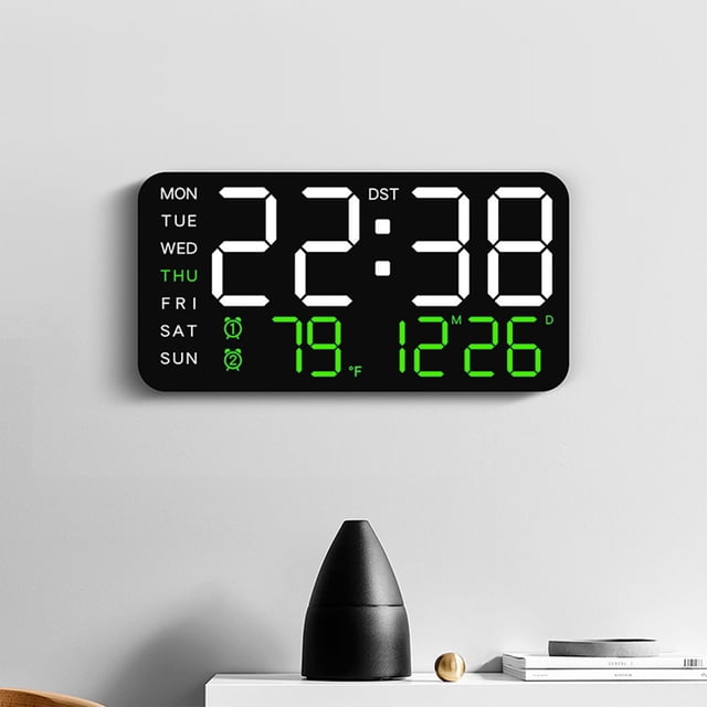 sdhkgrrt under $5 LED Digital Clock, Large Digital Alarm Clock,LED Display Clock with Temperature,Date Time Alarm Clock,Electric Battery Dual Power,Modern Bedroom Office Clock
