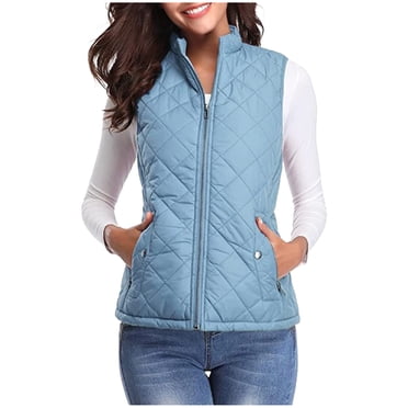 EGNMCR Puffer Vest Women, Sleeveless Parkas for Women, Fashion Women Pocket Coat Long Jacket Winter Sleeveless Down Cotton Waistcoat Women's polyester jacket