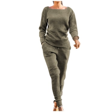XZNGL Manches Longues pour Femmes Survêtements Vêtements de Sport Chandail à Manches Longues Pantalon Ensemble Décontracté
