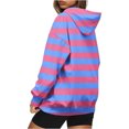 thumbnail image 3 of FAIWAD Womens Striped Drawstring Hoodies Casual Long Sleeve Color Block Pullover Tops Drop Shoulder Loose Sweatshirts, 3 of 5
