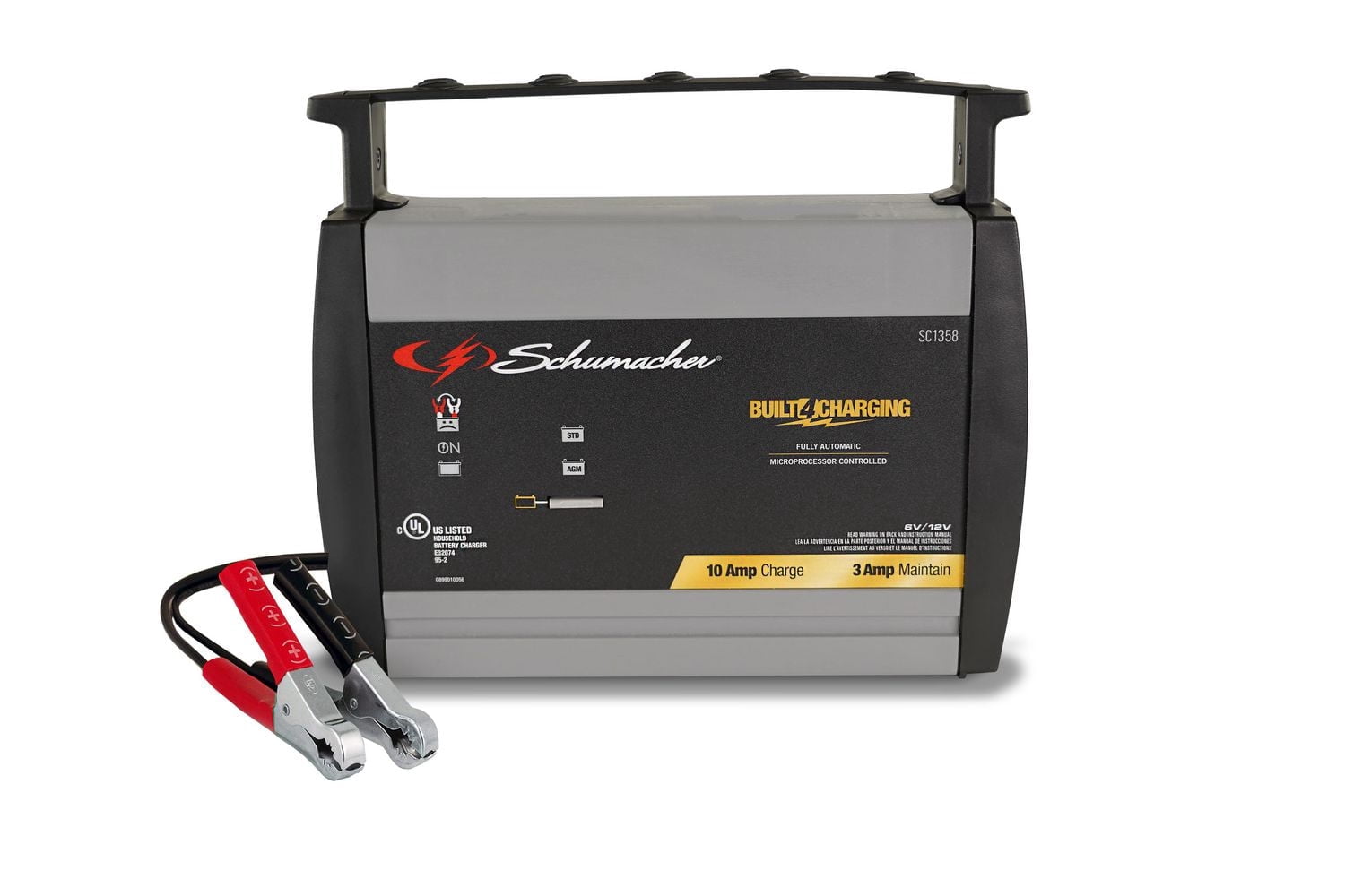 Schumacher Electric 10 Amp 3-in-1 Fully Automatic 6V/12V Car Battery Charger and Maintainer, SC1358