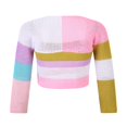 thumbnail image 2 of Women Crochet Knit Crop Tops Long Sleeve Color Block Fit T-Shirts, 2 of 6