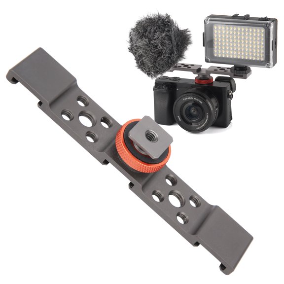 3 in 1 Hot Shoe Mount Adapter Extension Bar Bracket Stand with Hot Shoe Mount, Aluminum Alloy for Camera, Mobile Phone, Rabbit Cage