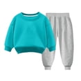 thumbnail image 2 of Pisexur Ensemble 2 Pcs pour Bébé Filles Garçons Automne Hiver Mode Décontractée Polaire Couleur Unie Manches Longues Col Rond Chandails en Molleton et Pantalons Vêtements de Détente Ensemble de Survêtement pour Enfants 3-8 Ans, 2 of 4