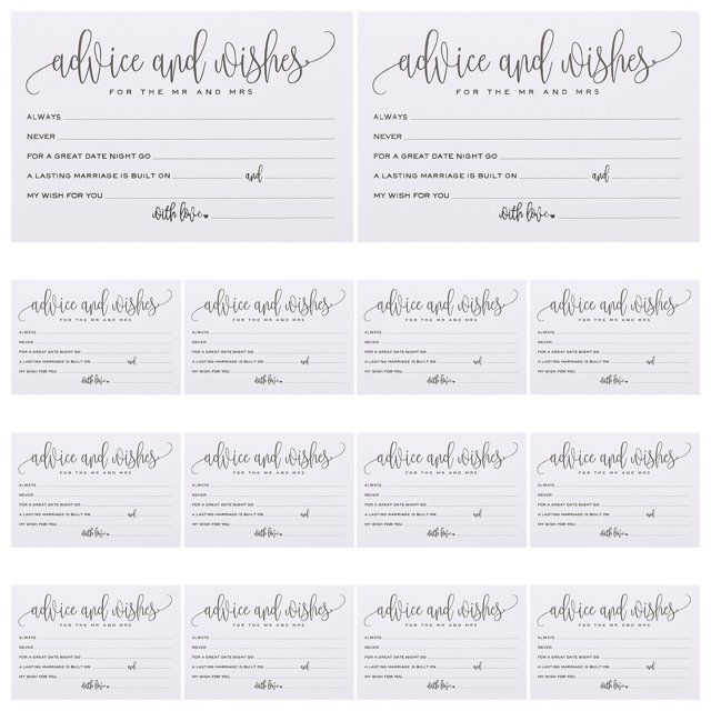 KAKOWELY Cartes de Bénédiction de Mariage 50 Pcs Cartes de Table de Mariage Inscriptibles Cartes de Bénédiction Banquet Cartes de Note de Table Fournitures de Mariage Cartes de Vœux Mr et Mrs