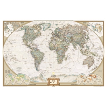 National Geographic Maps: World Executive Wall Map - Large - Antique Style - 46 x 30.5 inch Poster - Art Quality Print on Polypropylene