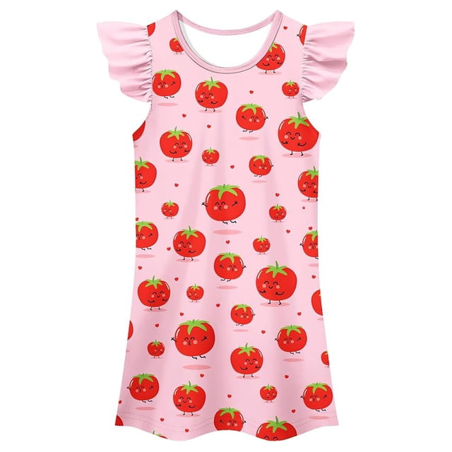 MIASHUI Chemises de Nuit pour Filles Mignonnes Dessin Animé Sans Manches Pyjama Robe de Nuit Tenue de Sommeil, Jaune, 7-8 Ans