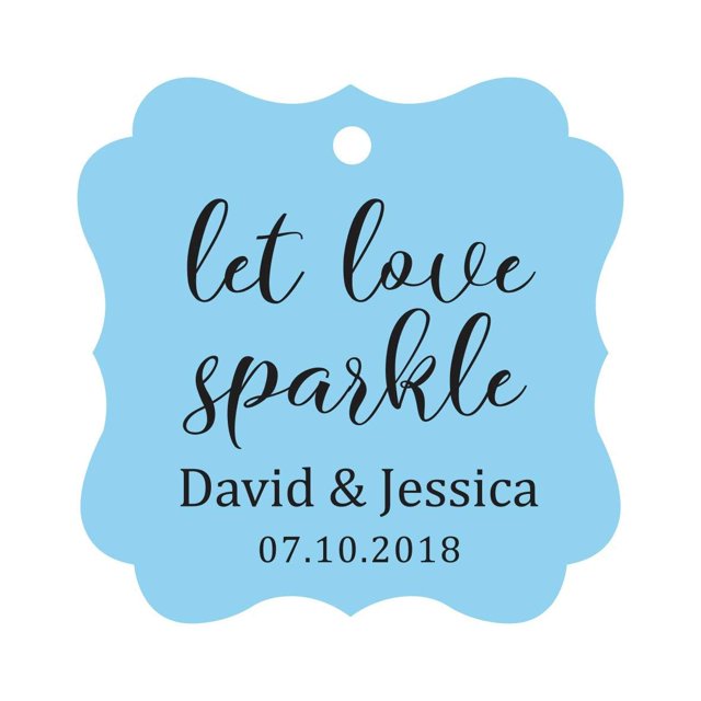 Darling Souvenir Personalized Fancy Frame Paper Tags Wedding Sparklers Let Love Sparkle Custom Hang Tags-Baby Blue-50 Tags