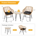 thumbnail image 2 of Gymax 3PCS Rattan Patio Bistro Set Conversation Furniture Set w/ Black Cushions, 2 of 9
