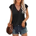 thumbnail image 2 of Birdeem Womens Summer Solid Color Sleeveless Blouses Summer Lace V Neck T-Shirts Tops, 2 of 9