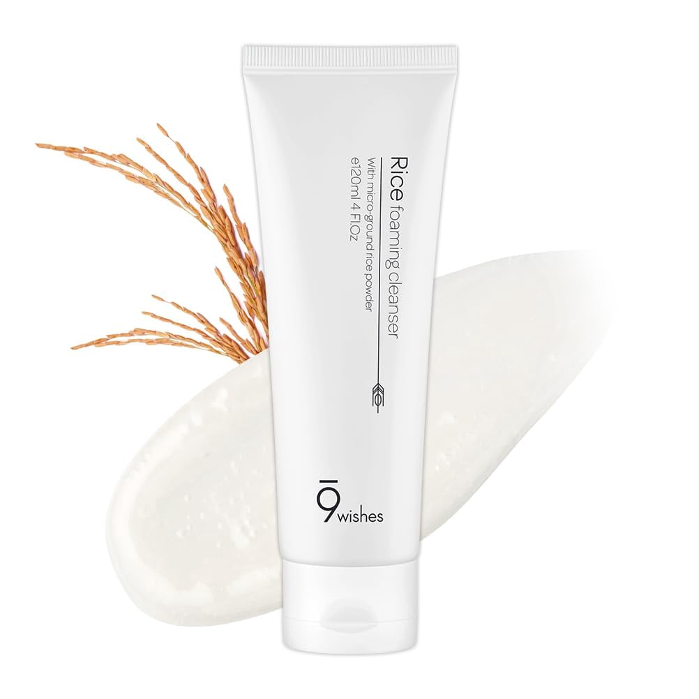 9 wishes Rice Foaming Cleanser, Gentle Exfoliating Face Wash without Irritation, Visible Rice Powder, Korean Skin Care, 4.0Fl. Oz (1 Pack)