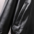 thumbnail image 4 of Pisexur Veste en Cuir Homme Veste en Cuir Mince pour Homme Col Rond Coupe Ajustée Col de Baseball Veste en Cuir pour Homme Veste de Moto en Cuir Veste de Moto, 4 of 7