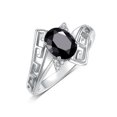 thumbnail image 3 of RYLOS Rings for Women Sterling Silver Greek Key Designer Ring 9X7MM Gemstone & Diamond Ring October Onyx Jewelry  Size 7, 3 of 7